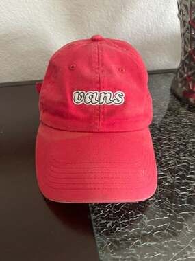 Vans Off The Wall Red Curved Bill Strapback Dad Hat